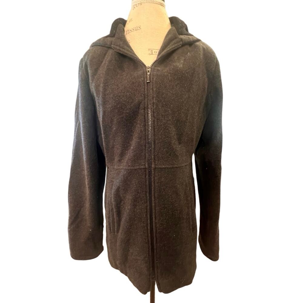 Weather Tamer Women's Wool Blend Coat Zipper Front Dark Gray Size M EUC
